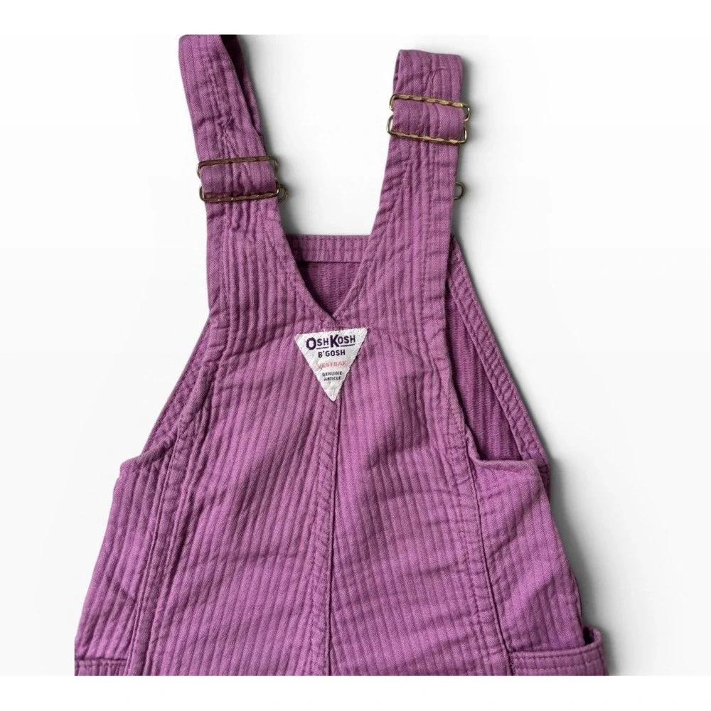 Vtg OshKosh B'Gosh Purple Label Lavender Corduroy Pinafore USA Union Made 2T